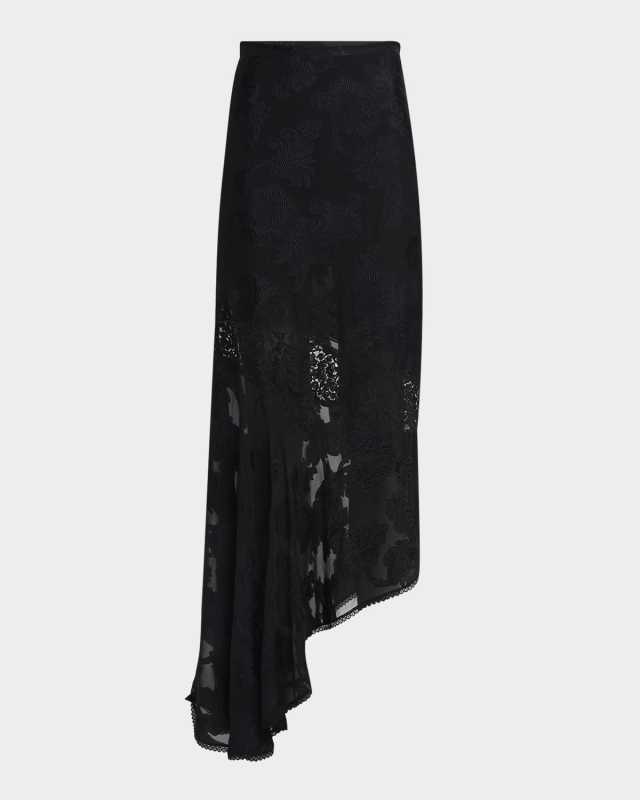 Varigated Lace Assymetric Maxi Skirt